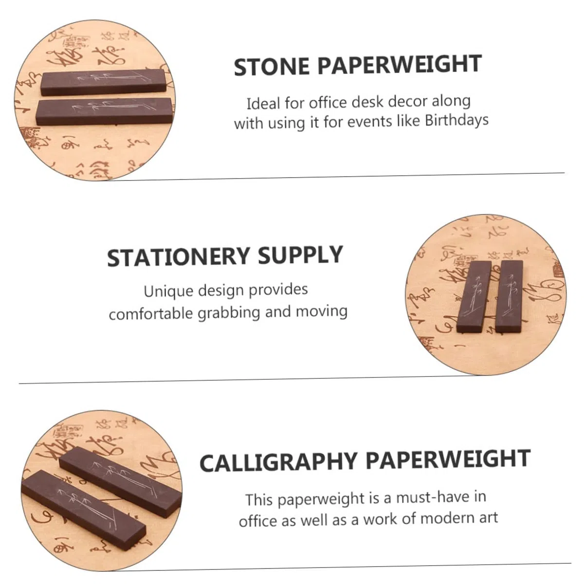 STOBOK Elegante Pisapapeles De Piedra Para Caligrafía Juego De 2 Piezas Pisapapeles De Escritorio Con Textura De Piedra Natural Para Oficina