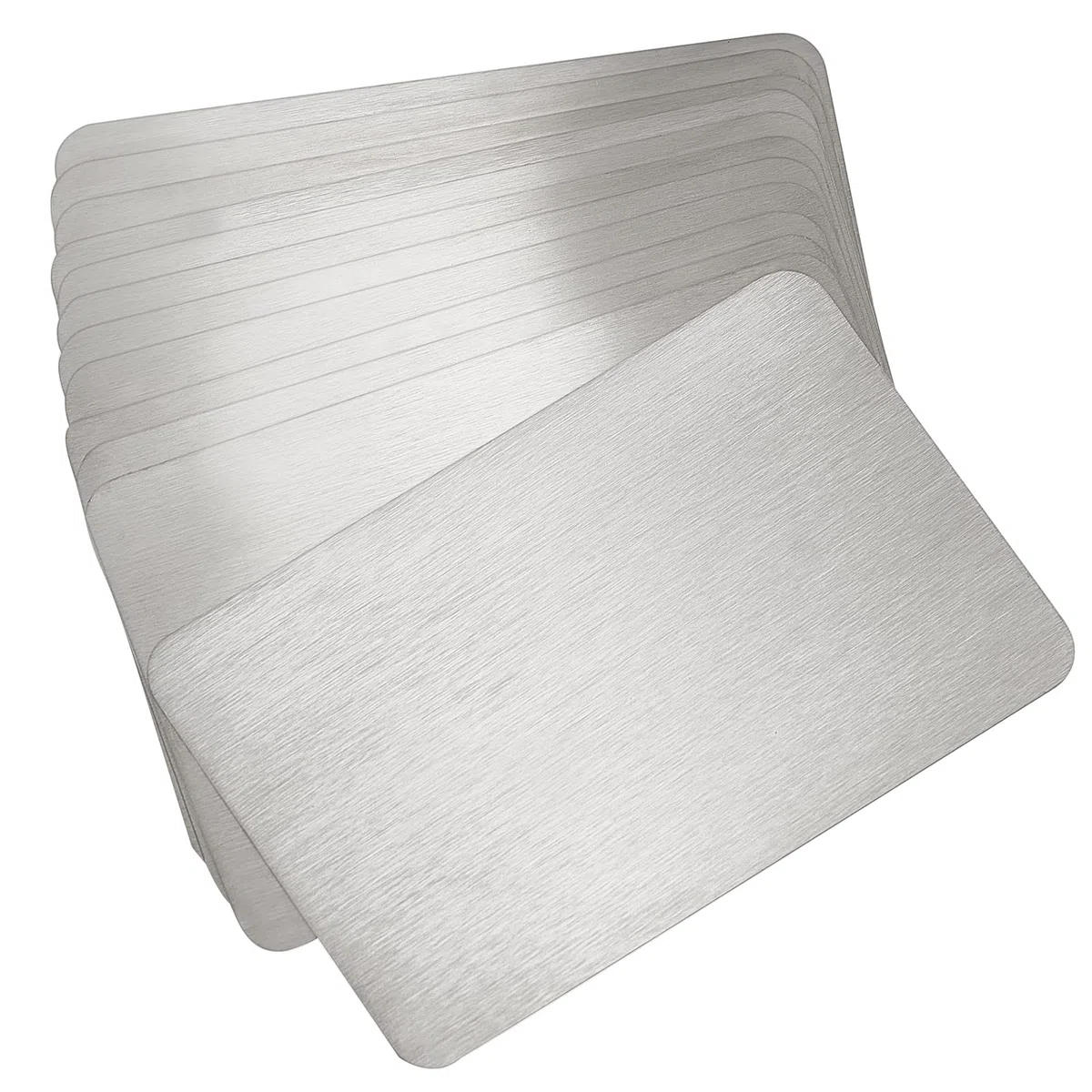 NBEADS 12 tarjetas de visita de metal, 8.5x5.5cm 0.4mm de grosor de acero inoxidable en blanco Tarjeta de nombre Grabada con láser Tarjeta de visita para clientes de oficina en casa Tarjetas de regalo