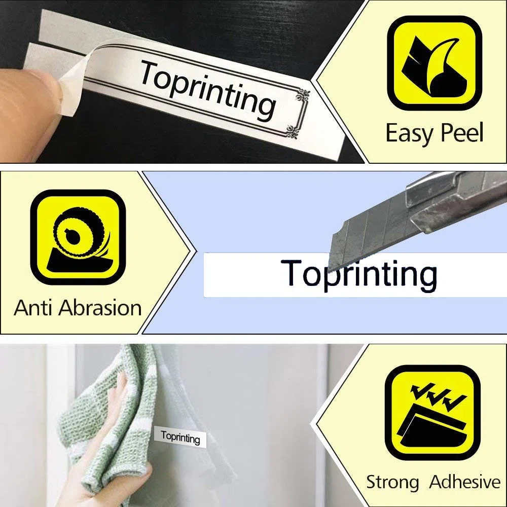 3 x Upwinning Compatible Dymo Rhino A18444 12mm, Recambio Cinta Dymo 18444 12mm x 5.5m Negro sobre Blanco Industrial Vinilo Etiqueta S0718600 para Dymo Rhino 4200 5200 3000 5000 1000