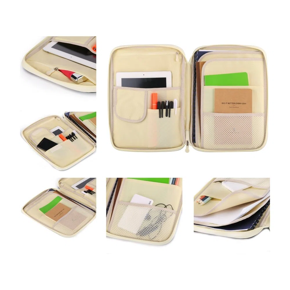 Carpeta de Conferencias - Carpeta de Documentos con Cremallera Organizador de 8 Bolsillos para iPad, Portátiles, Documentos por YOUSHARES(Verde)
