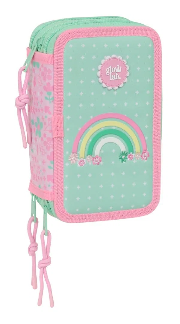 Safta GLOWLAB Amazing - Estuche Escolar con 37 Útiles Incluidos, Estuche Infantil, Estuche Niño, Ideal para Niños de 5 a 14 Años, Cómodo y Versátil, Calidad y Resistencia, 12.5x5.5x19.5 cm