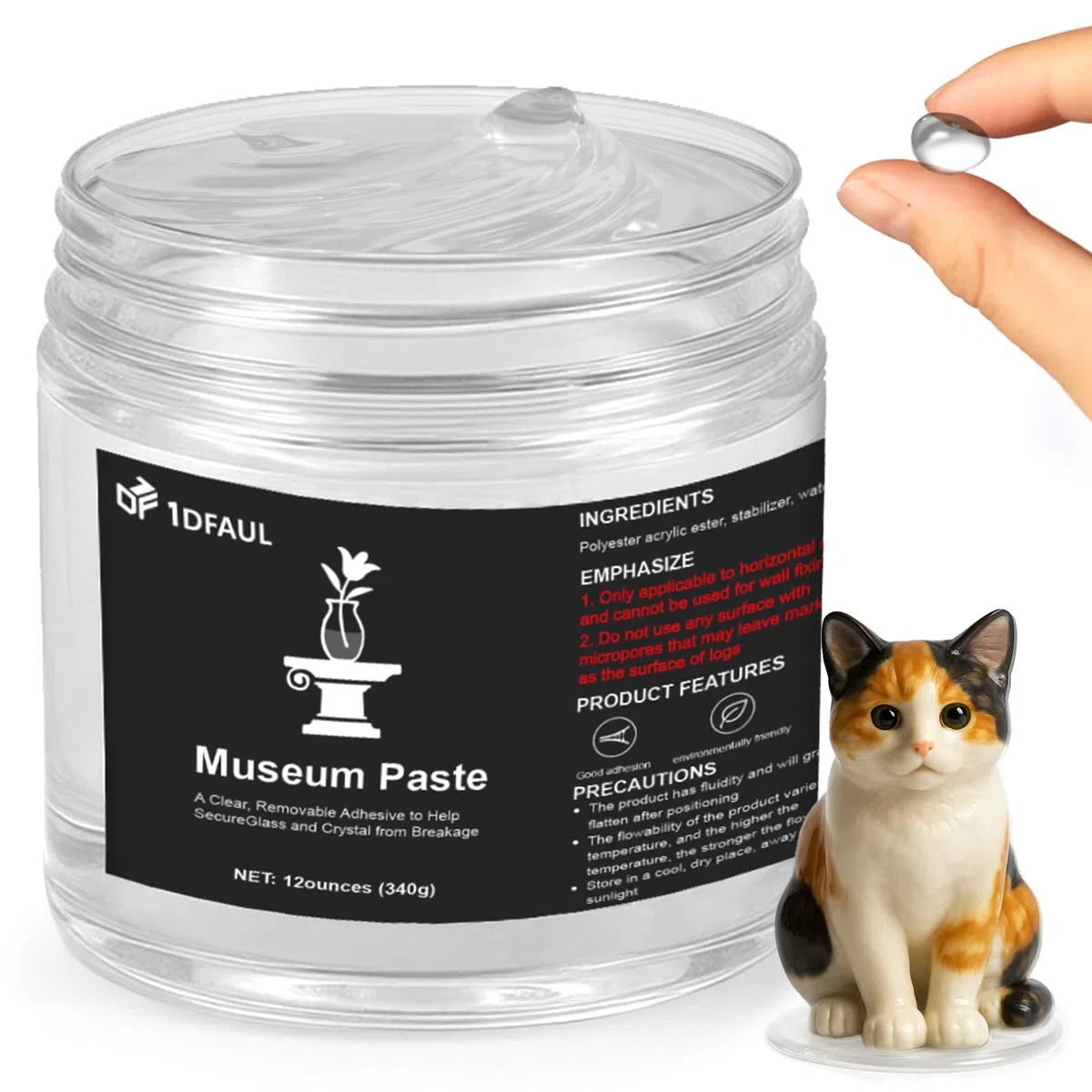 1DFAUL 12 oz Gel transparente de museo, cera de masilla de museo transparente, extraíble, reutilizable y sin residuos, colección fija artefactos y decoraciones para evitar vibraciones y caídas