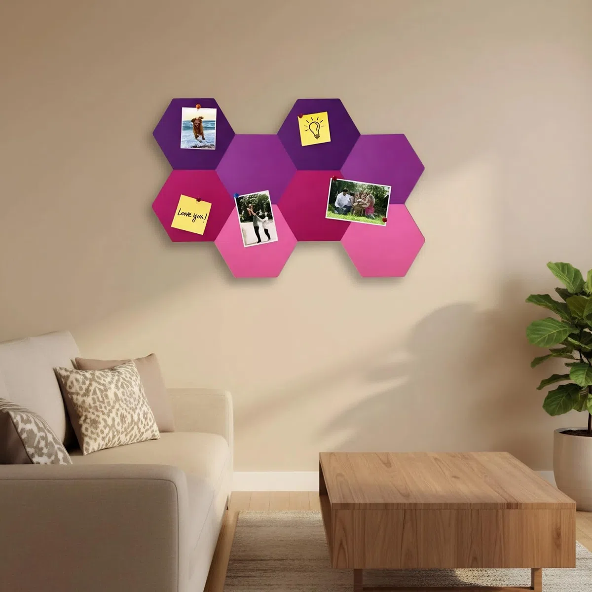 8 tablones de anuncios hexagonales de fieltro, 25 x 21 x 0,6 cm, hexagonales, autoadhesivos, tablones de anuncios, tablones de anuncios, tablones de anuncios, decoración de pared, pizarras de fieltro