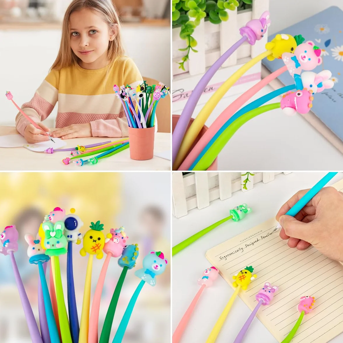 30 Bolígrafos Divertidos para niños,Kawaii Bolígrafo Silicona Animales,Bolígrafos Squishy ayuda,Relajarse, Detalles Cumpleaños Niños,Regalos Cumpleaños Niños Colegio y Fiestas (YYB-30)
