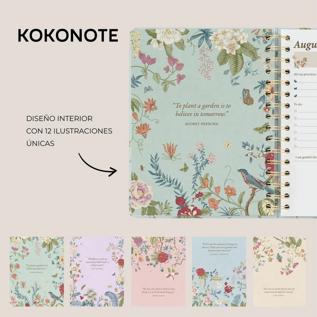Kokonote Agenda 2026 2027 Semana Vista A5 Seasonal Flowers - Agenda Escolar Universitaria, Oposiciones o Insituto para mujer | Págs. Alto Gramaje | Con Pegatinas, Planificador Mensual, de Gastos…