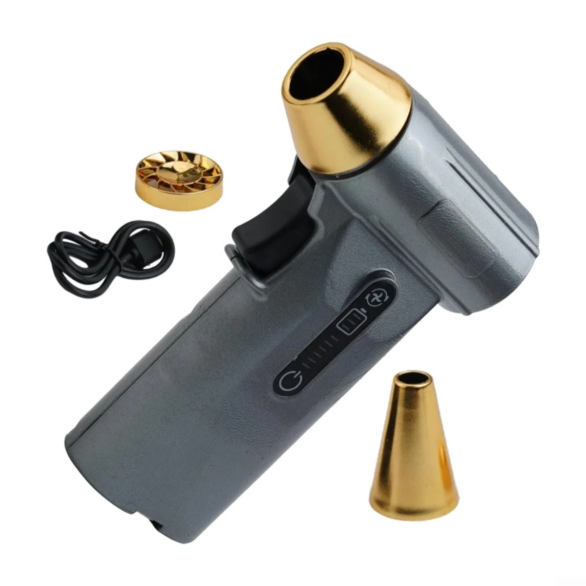 Plumero de aire eléctrico de 130000 rpm, soplador de 200 W para motor sin escobillas, mano de 52 m/s para limpieza de teclado de coche, soplador de hojas recargable USB-C, negro (plata)