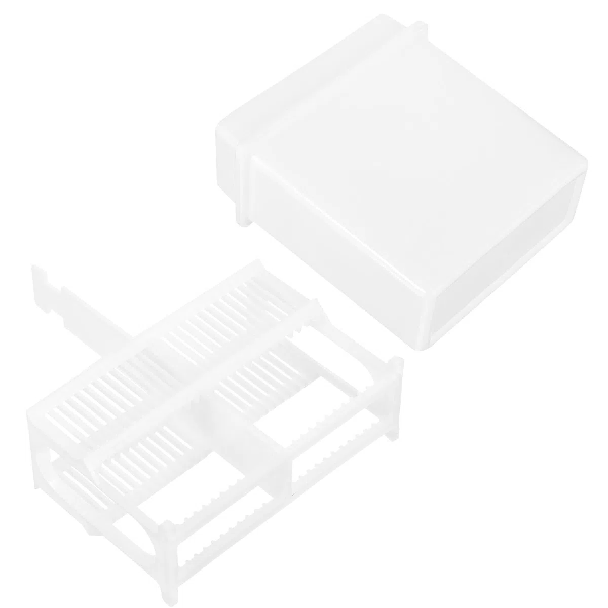 Juego de tarros de tinción para microscopio con diseño de ranuras para uso en laboratorio, material plástico blanco, resistente y no se daña fácilmente, incluye recipiente y estante para uso
