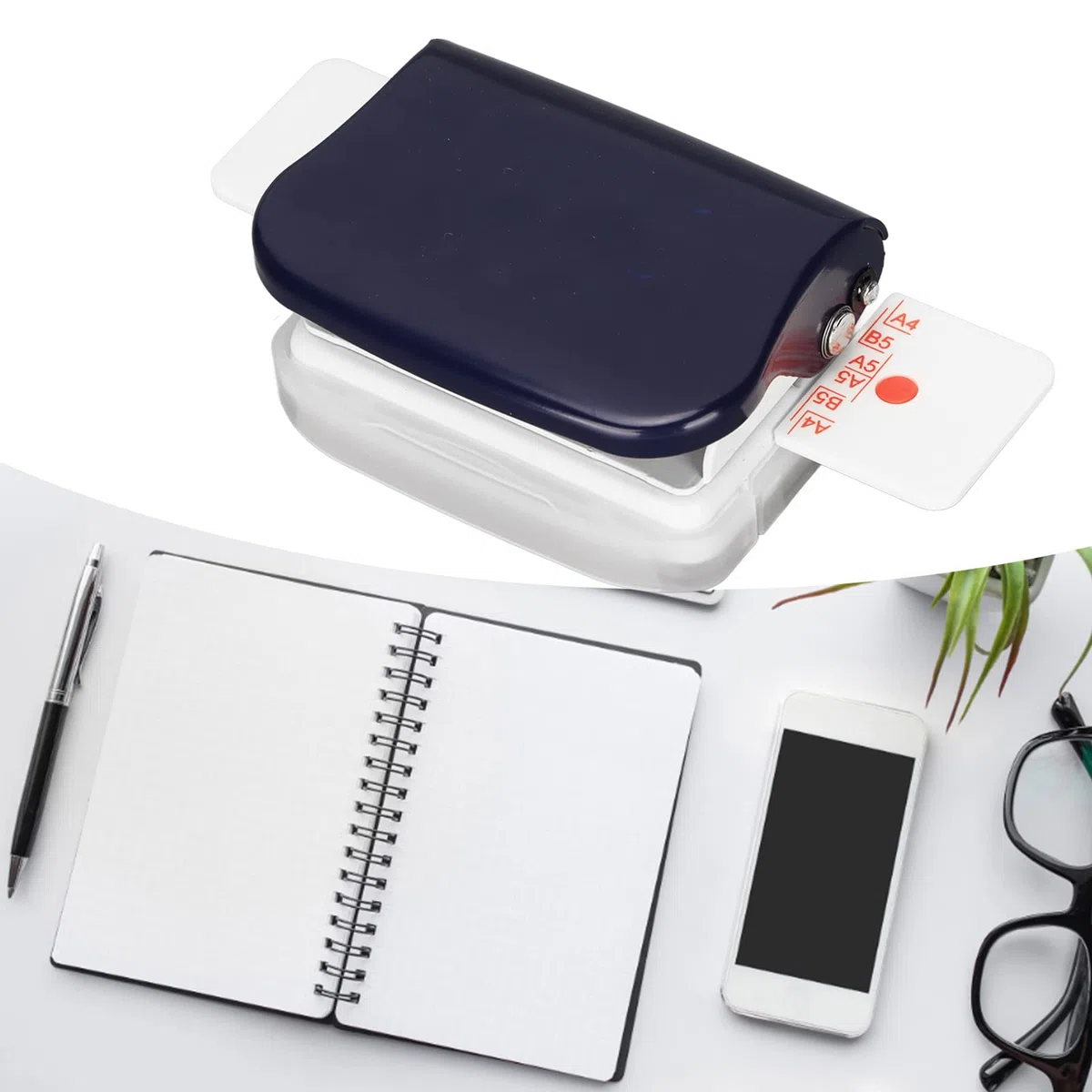 Mini Máquinas de Encuadernación Portátiles, 6 Agujeros A4 B5 A5 Encuadernación de Libros con Cincha, Tarjetas de Papel Multipropósito Máquina de Encuadernación Pequeña para (Azul)