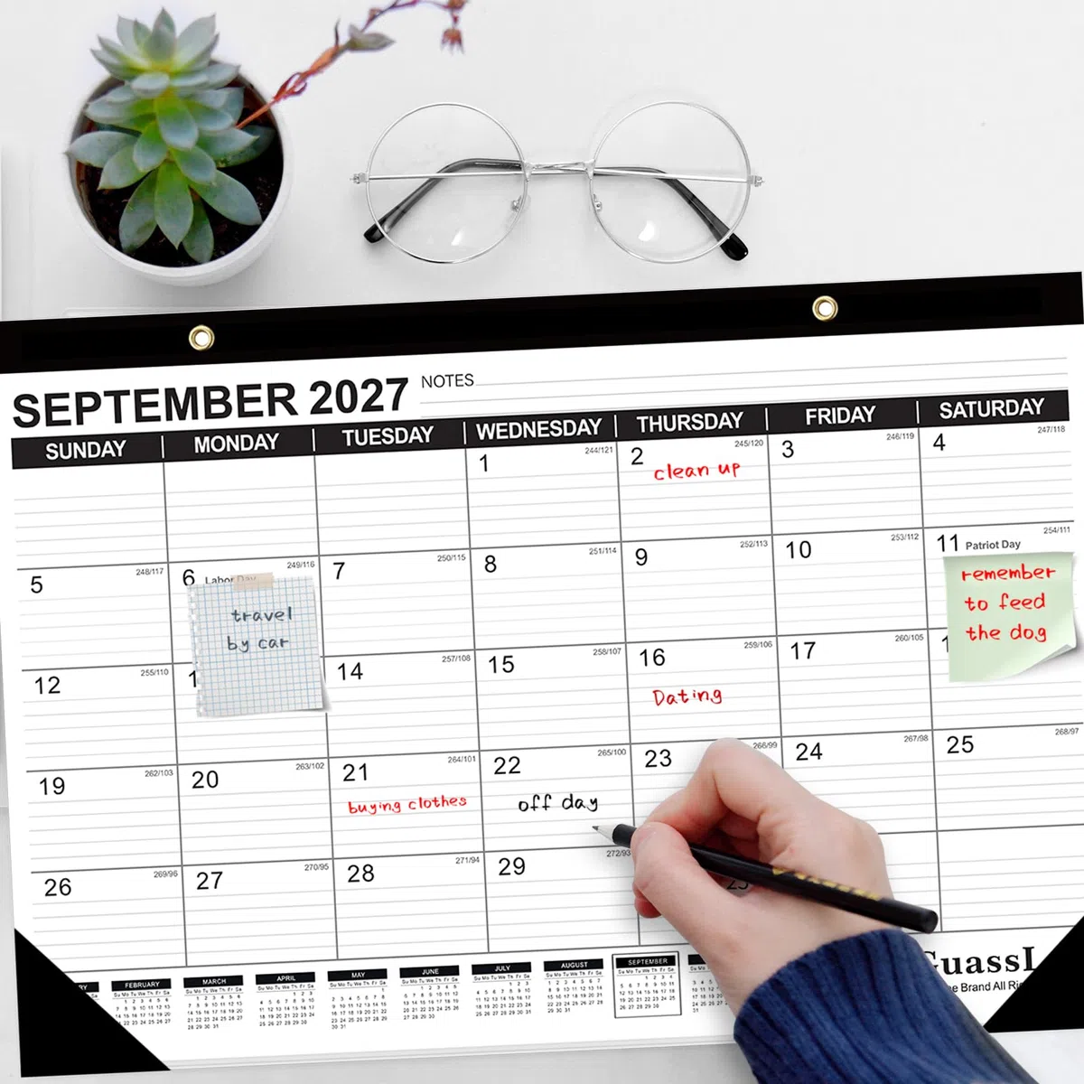 Calendario de escritorio 2023-2024: 18 páginas mensuales de 17 x 11-1/2 pulgadas, desde enero de 2023 hasta junio de 2024, calendario de escritorio con fecha juliana para oficina en casa y escuela