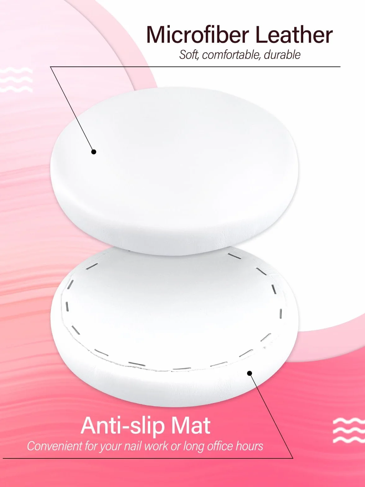 2PCS Nail Tech Elbow Rest, TOROKOM Descanso de Codos para Técnicos de Uñas, Descanso de Codospara Manicura, Reposabrazos para Manos en Uñas (Blanco)