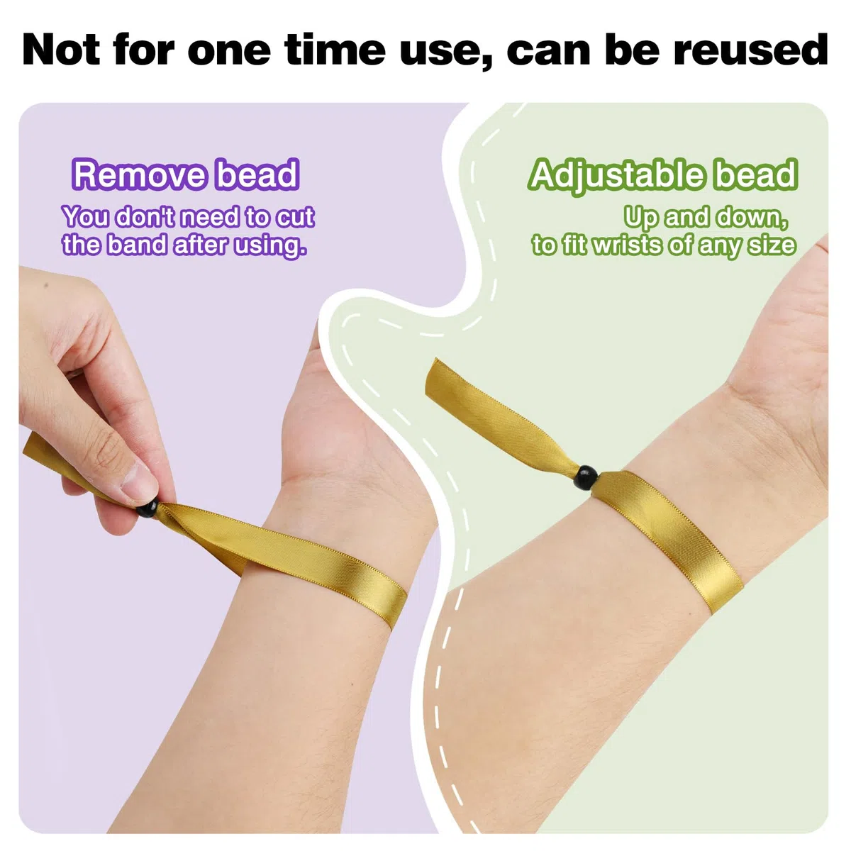 Pulseras de Tela para Eventos Multicolor, 100 Pulsera de Tela Reutilizable y Ajustable para Eventos, Pulseras de Colores para Festivales, Conciertos y Fiestas Clubes