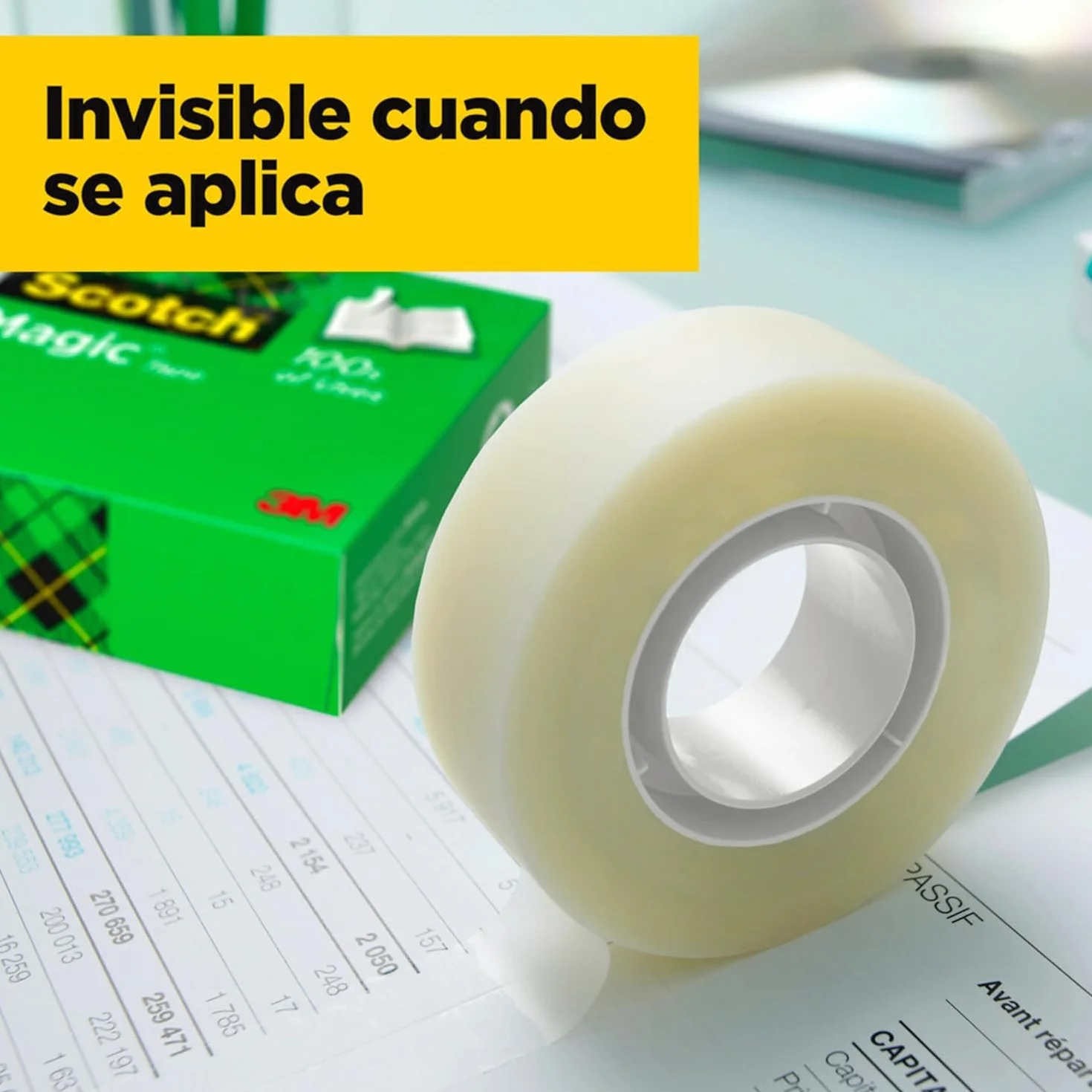 Scotch Cinta Adhesiva de Doble Cara - 1 Rollo de 12 mm x 22,8 m, Transparente - Adhesivo Permanente por Ambas Caras - Fuerte, Duradera y Segura para Fotos