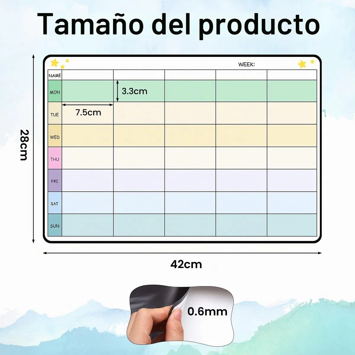 JIANTA Pizarra Magnética Nevera, 42cm x 28cm Planificador Semanal Magnético, 8 Rotuladores y Esponja, Niño Pizarra Blanca Planificador Familiar para To-Do, Hogar, Rutina, Notas, Menús, Planificar