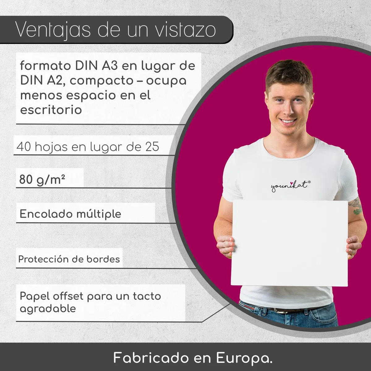 younikat Alfombrilla escritorio A3 blanca 40 hojas con protector - dv956