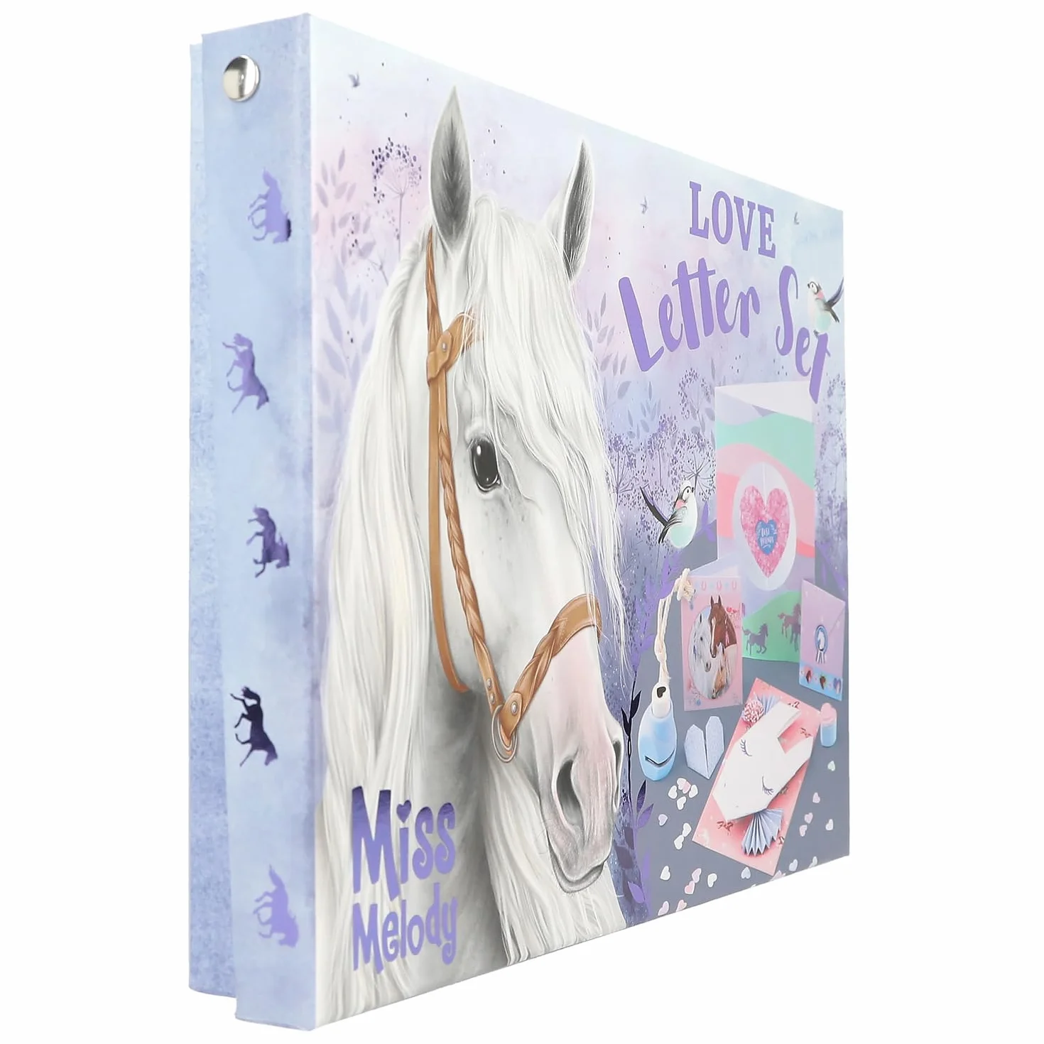 Depesche 12969 Miss Melody Love Letter Set - Caja para cartas con diseño de caballo, juego de escritura que incluye artículos de papelería, sobres, pegatinas, sellos y mucho más.