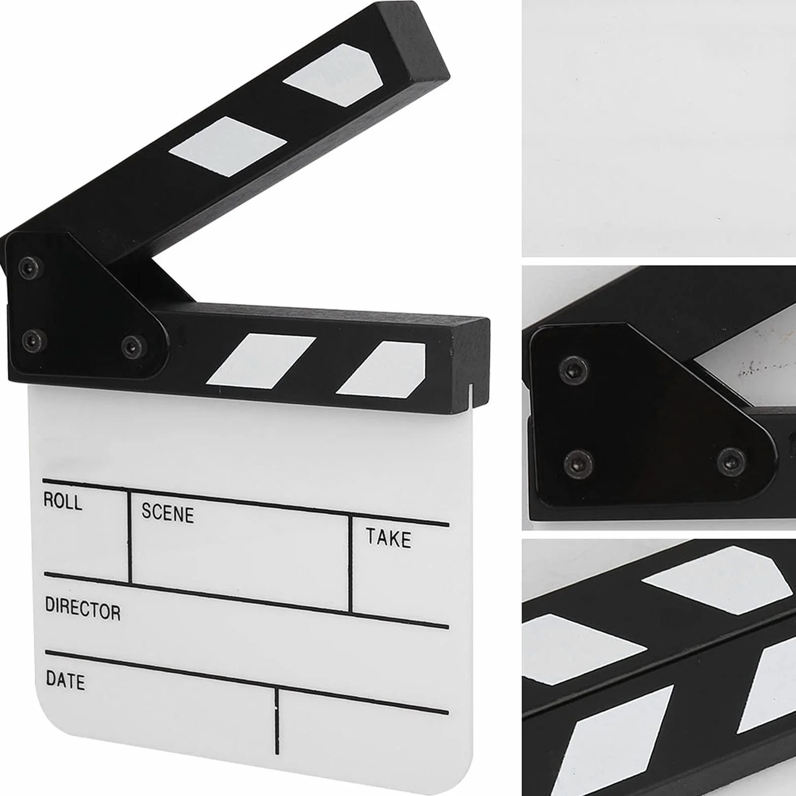 Claqueta, 15 X 16,5 X 5 Cm Mini Acrílico Director Profesional Claqueta Ruidosa Corte de Película Prop Tablero de Aplausos para Accesorios de Disparo/Publicidad /(Pizarra blanca y negra PAV1BWE3S)
