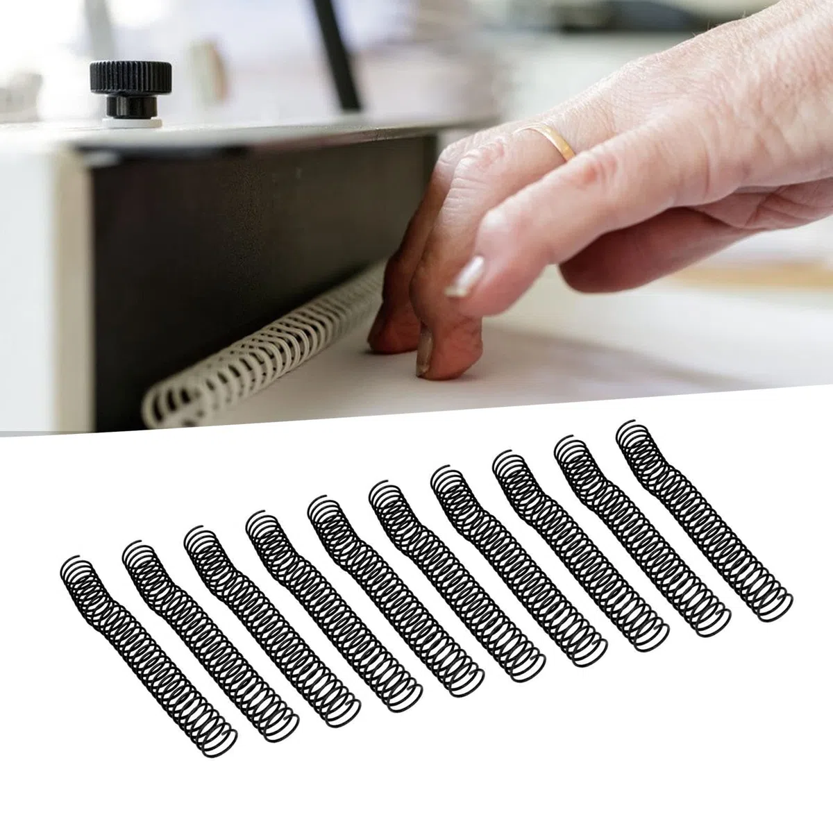 DiáMetro Interior de la Bobina en Espiral 29 Mm 30 Agujeros 10 Peines para Encuadernar PáGinas (Negro)