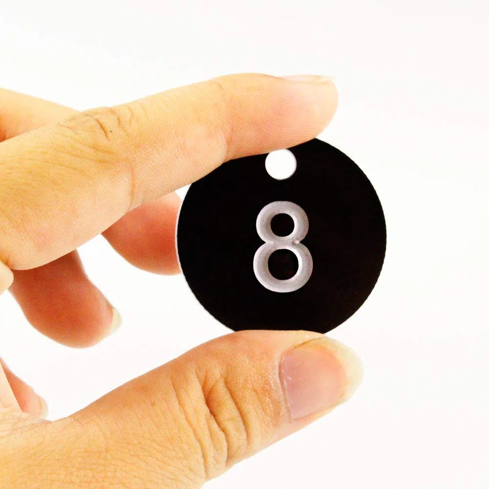 Etiquetas de plástico numeradas, para identificación, con anillas, negro