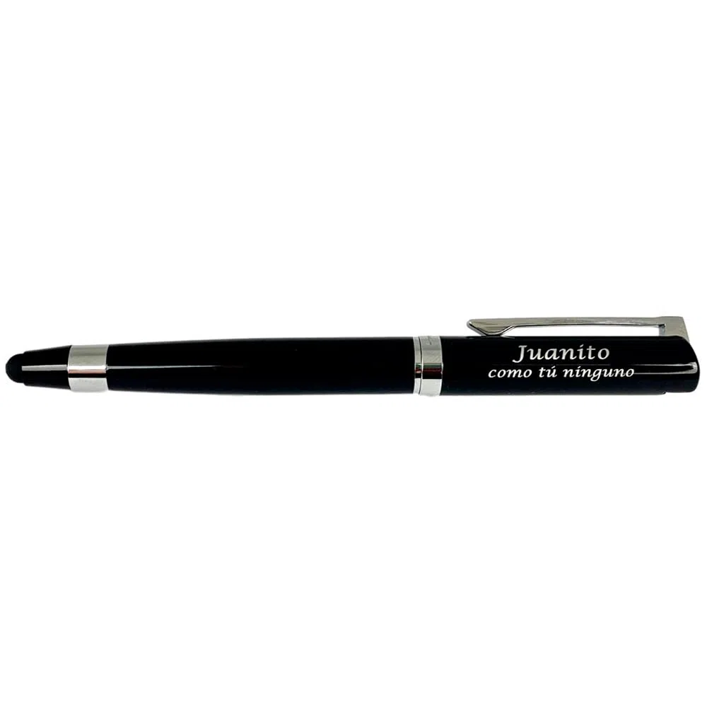 Pierre Cardín - Bolígrafo Personalizado 2 en 1 con Puntero Táctil | Diseño Elegante en Metal Negro | Perfecto para Aniversarios, Cumpleaños y Días Especiales