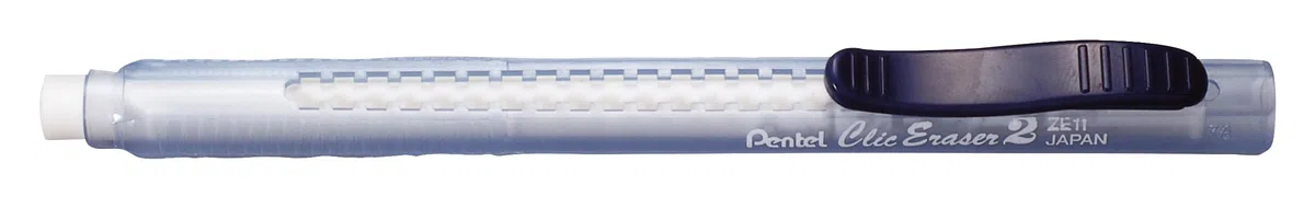 Pentel - Portagomas Clic Eraser 2 con clip azul. - Pack de 12