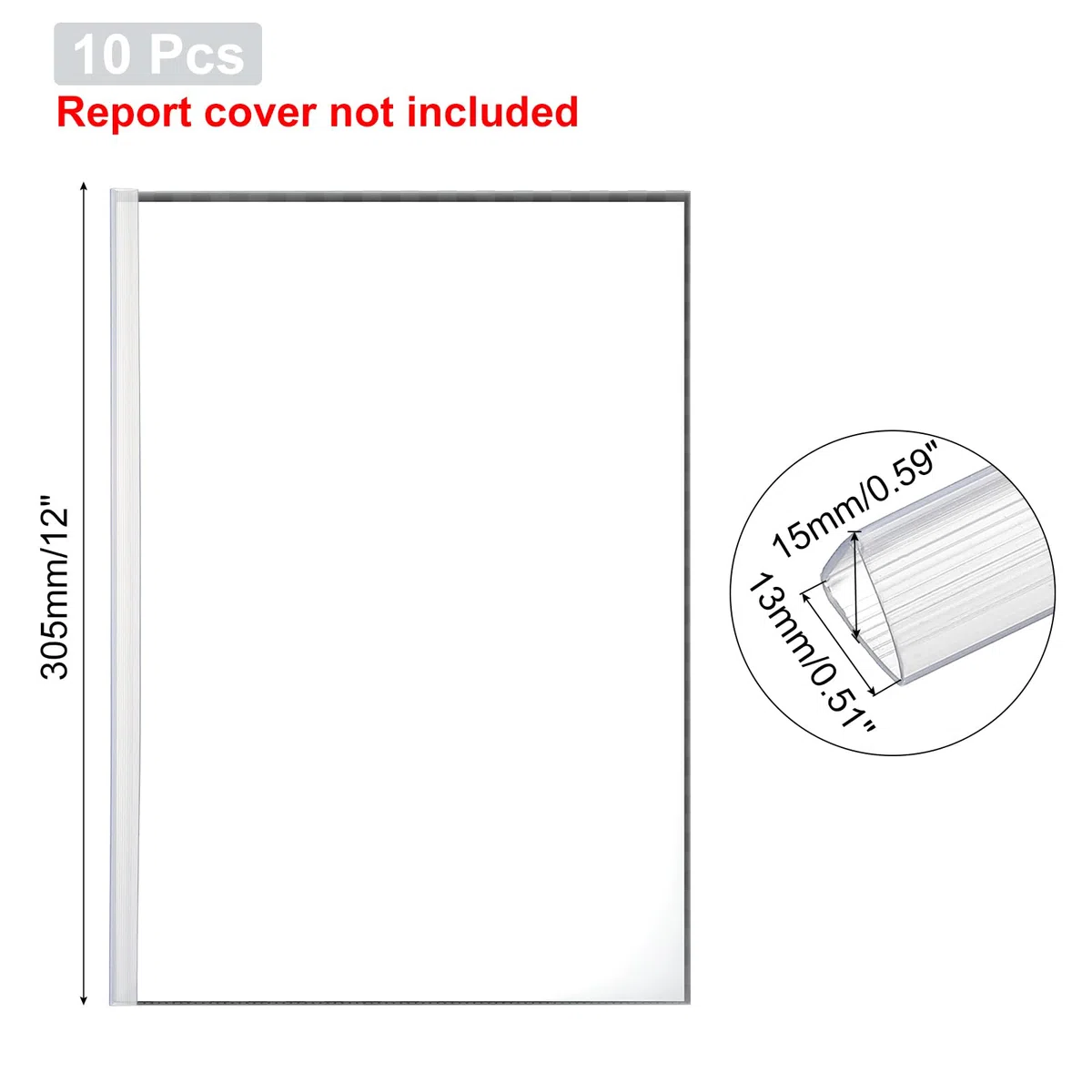 PATIKIL 10 Pz Barras Encuadernación, Barras Encuadernación Deslizantes 13x15mm Capacidad Para 120 Hojas Tamaño A4 Carpeta Presentación Para Informes Carpeta, Transparente Blanco