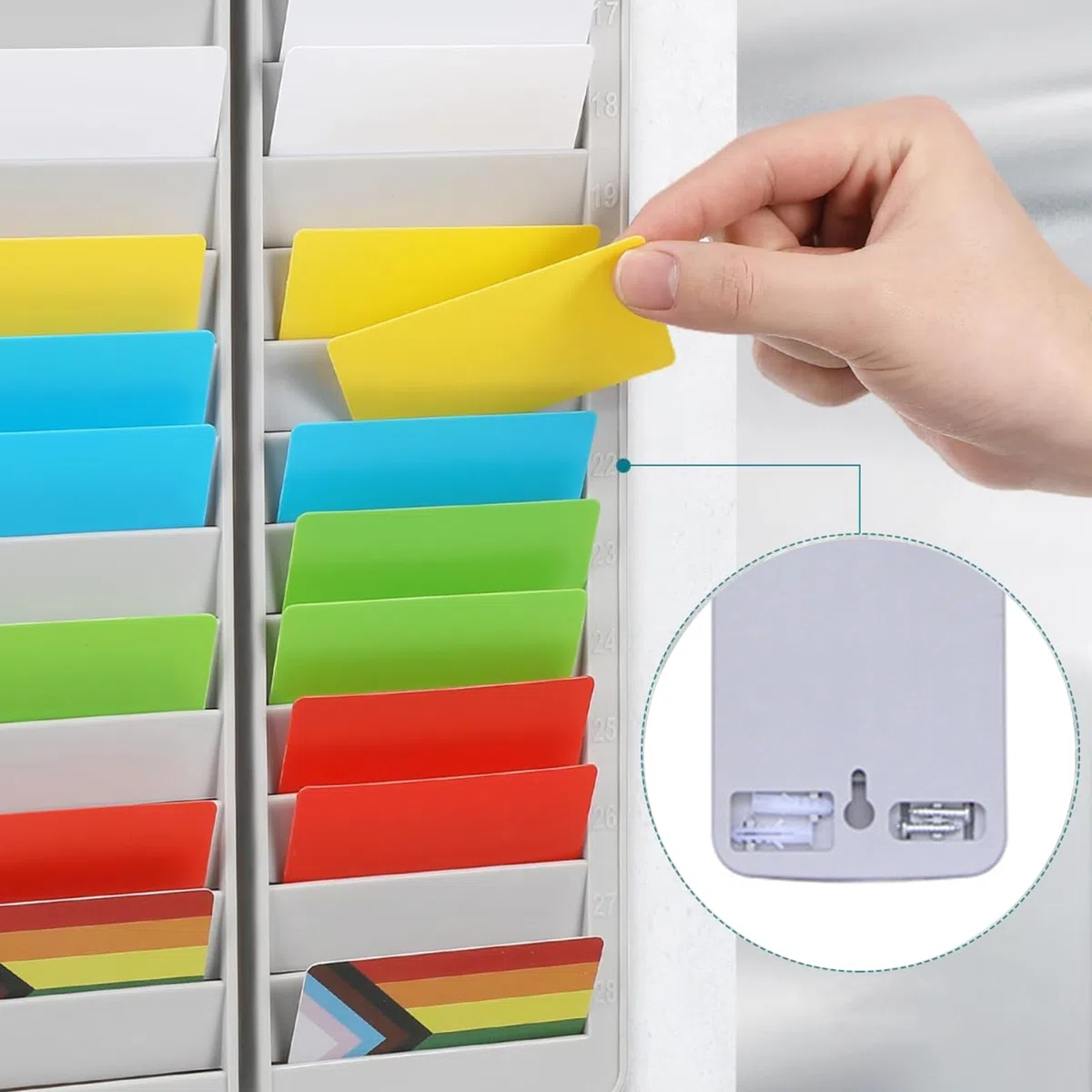Soporte De Pared para Tarjetas De Asistencia, Porta Tarjetas Pared 12 Ranuras, Titular De Tarjetas De Tiempo, para Oficina Empresa Escuela Estante para Carnet De Identificación Y Acces