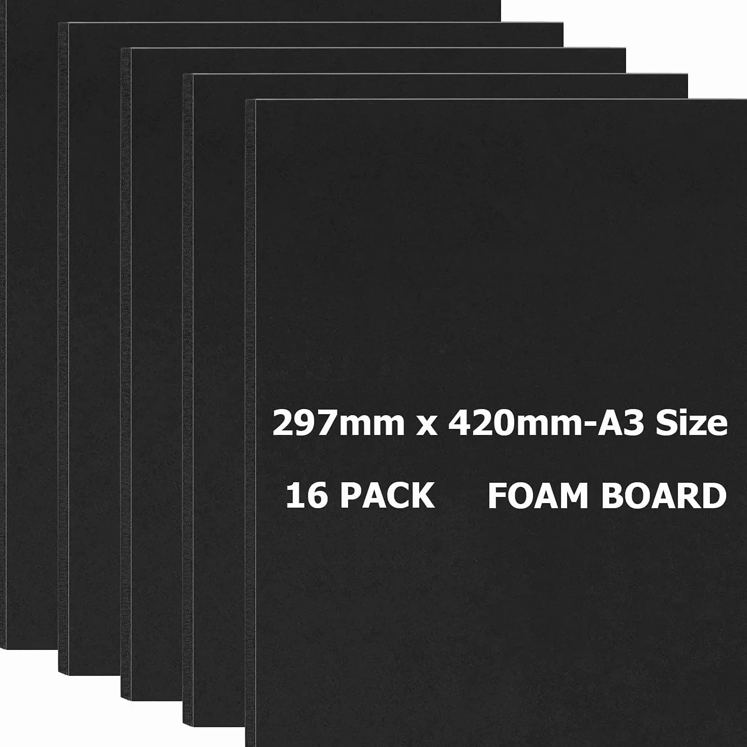 SENENQU 16 Piezas Carton Pluma A3 Negro 5 mm, Planchas de Espuma para Manualidades, Foamboard Ligero para Maquetas, Cartelería, Presentaciones y Oficina