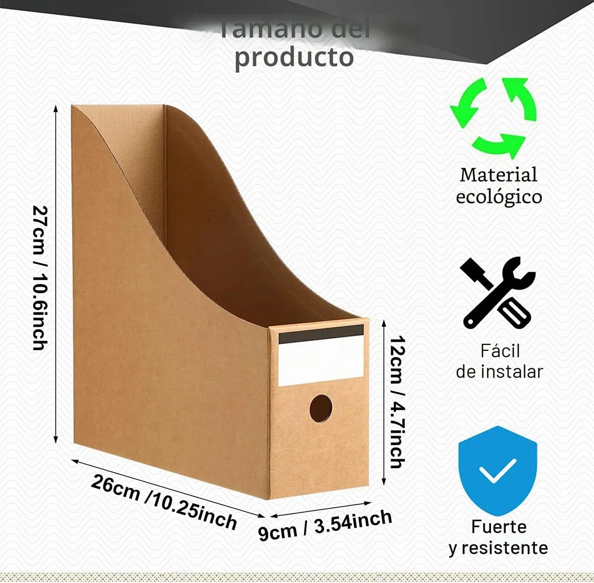 KAHEIGN 12 Piezas Titular de Archivos de Revistas, 26CM x 9CM Revistero de Cartón Kraft Caja de Almacenamiento de Documentos de Papelería Divisor Organizador de Archivos A4 para Hogar Oficina Escuela