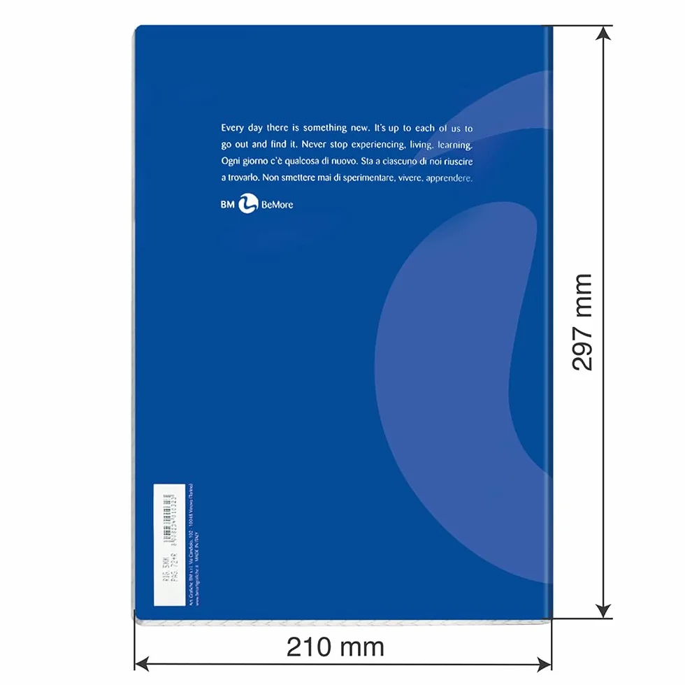 BM BeMore Centus 0101036 – Cuaderno A4 – Rayado 10 mm – Cuadrícula 1 cm – Papel 100 g/m² – 9 colores surtidos – Paquete de 12 cuadernos