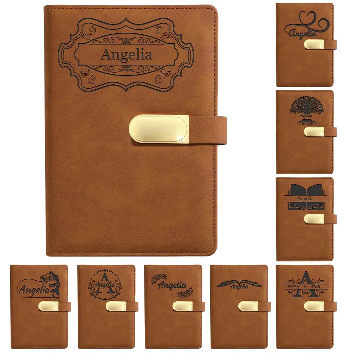 Cuaderno personalizado con nombre grabado, Diario de cuero personalizable para hombres y mujeres