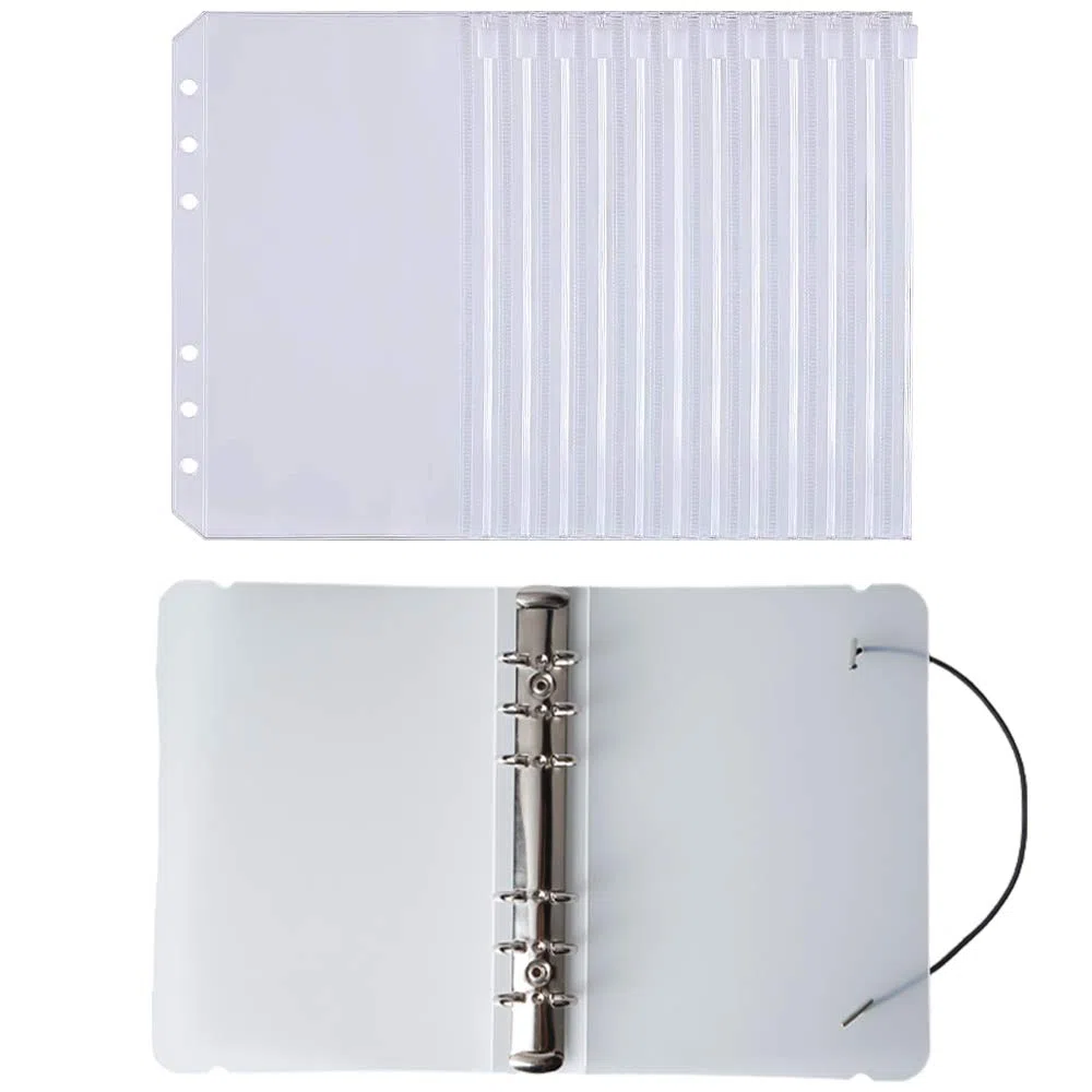 archivador A6 con 10 Piezas archivador 6 anillas y 1 Piezas Cubierta de Carpeta，Transparente Budget Planner Budget Binder Carpeta de Presupuesto