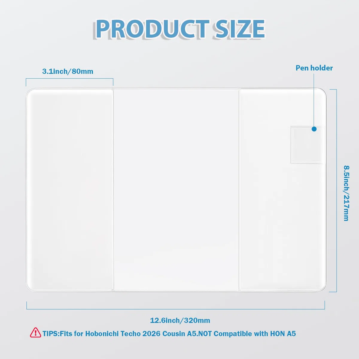 Funda transparente para agenda A5, compatible con Hobonichi Techo Cousin 2026 A5, compatible con Midori A5, protector para cuadernos Stalogy (paquete de 1)