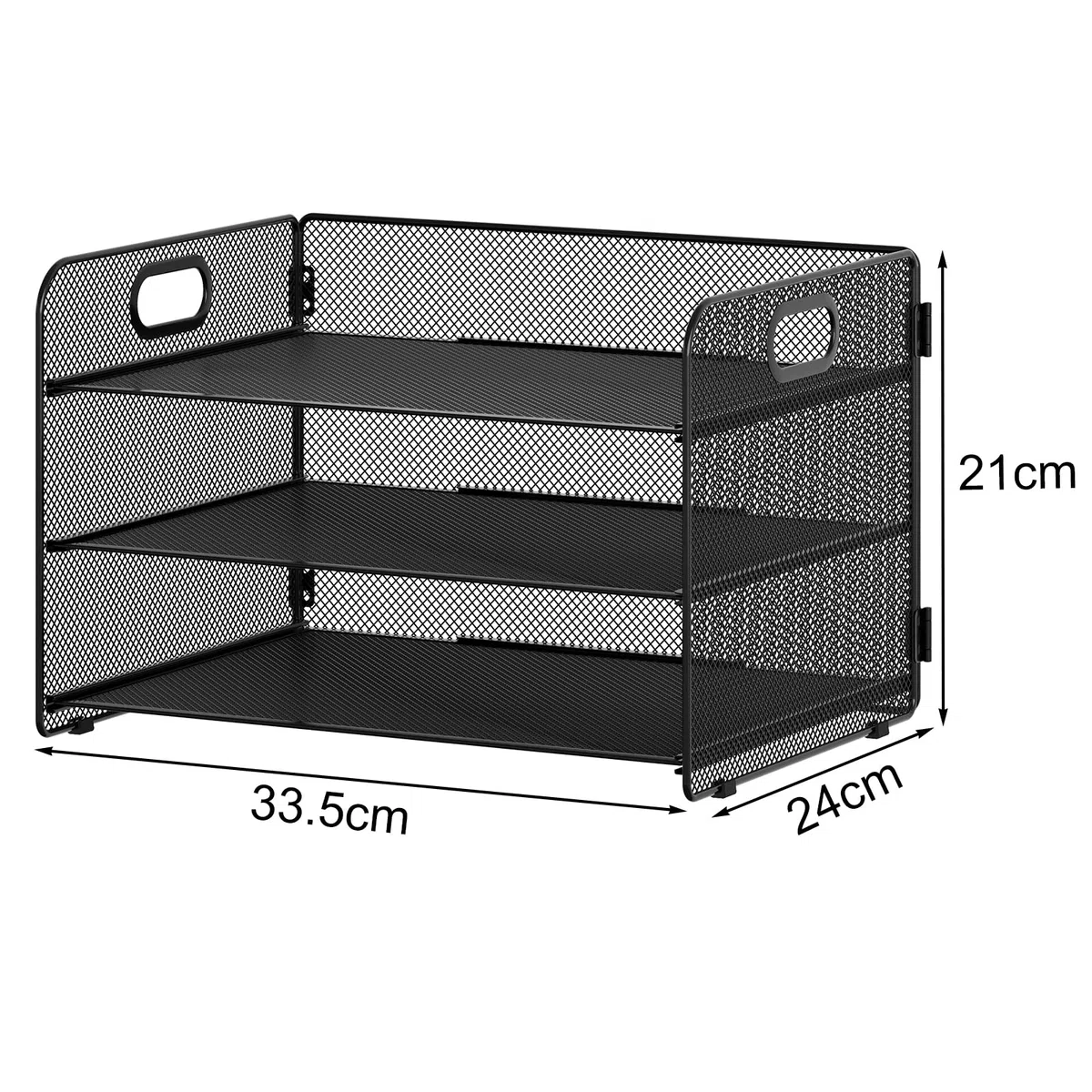 EasyPAG 3 Niveles Metal Malla A4 Bandeja Archivo Organizador Papel Clasificador Escritorio Almacenamiento Documentos Soporte Archivador Estante Carta,Negro