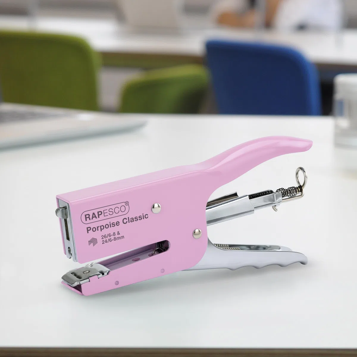 Rapesco 1356A Porpoise Grapadora de Tenaza con 10.000 Grapas Tipo 26/8 mm, Capacidad para 45 Hojas, Rosa