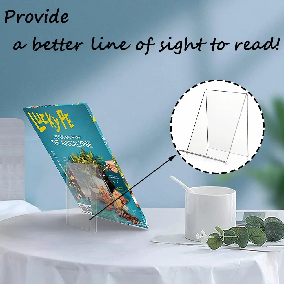 Soportes de Acrílico para Libros, 3 Piezas Soporte de Libro, Atril Libros, Atril Plastico, Transparente Plastico Soporte para Cartel Teléfonos, Letreros, Folletos, Carteles Menús, Revistas Folletos