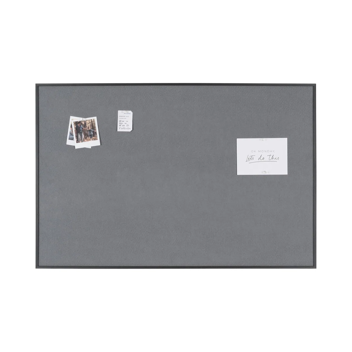 Bi-Office New Basic - Tablero de fieltro gris, marco de color negro, 585 x 385 mm