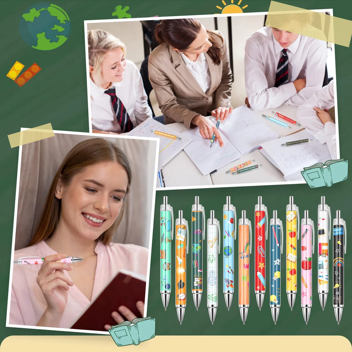 Clabby 12 Piezas Bolígrafos para Profesores Regalos de Agradecimiento para Profesores con Citas Inspiradoras Lindos Bolígrafos de Tinta Negra para Maestro Oficina Para adultos - No es un juguete