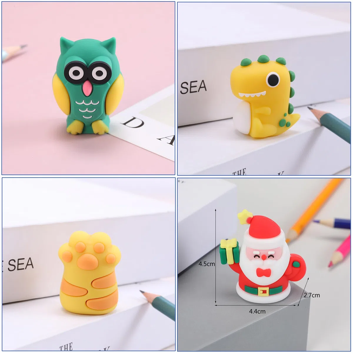 24 sacapuntas bonitos, sacapuntas manual con dibujos animados, material escolar, premios para el aula