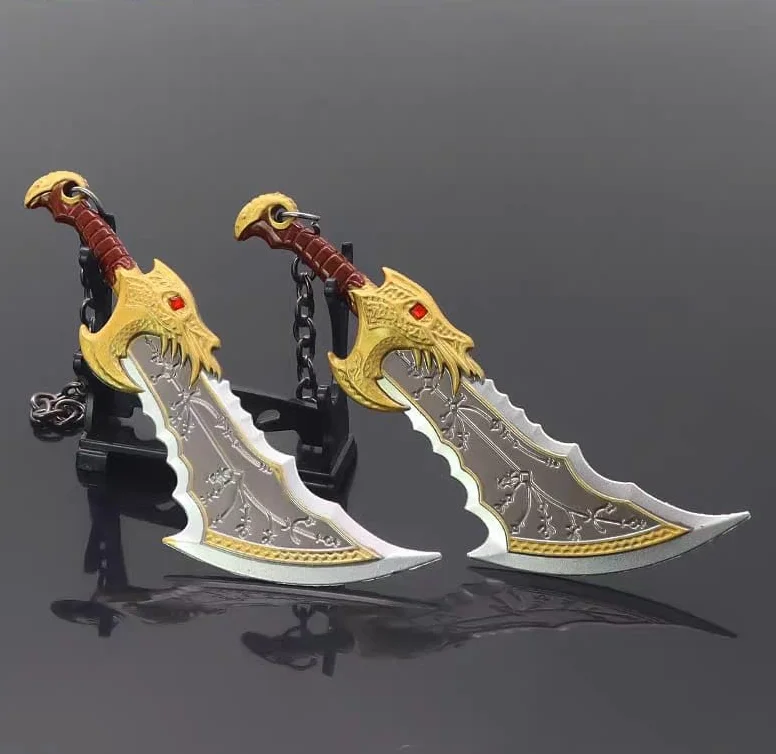 Abrecartas de las hojas del Kaos del guerrero de los dioses - Par de metal de 15 cm cada espada - Stand de exposición incluido