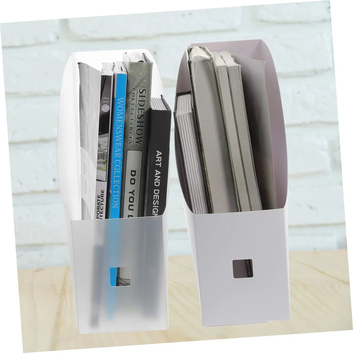 OSALADI 2Piezas Organizador de Estantes de Almacenamiento para Revistas y Carpetas Rack Escritorio para Oficina Caja Almacenamiento Archivos Diseño Color Lechoso