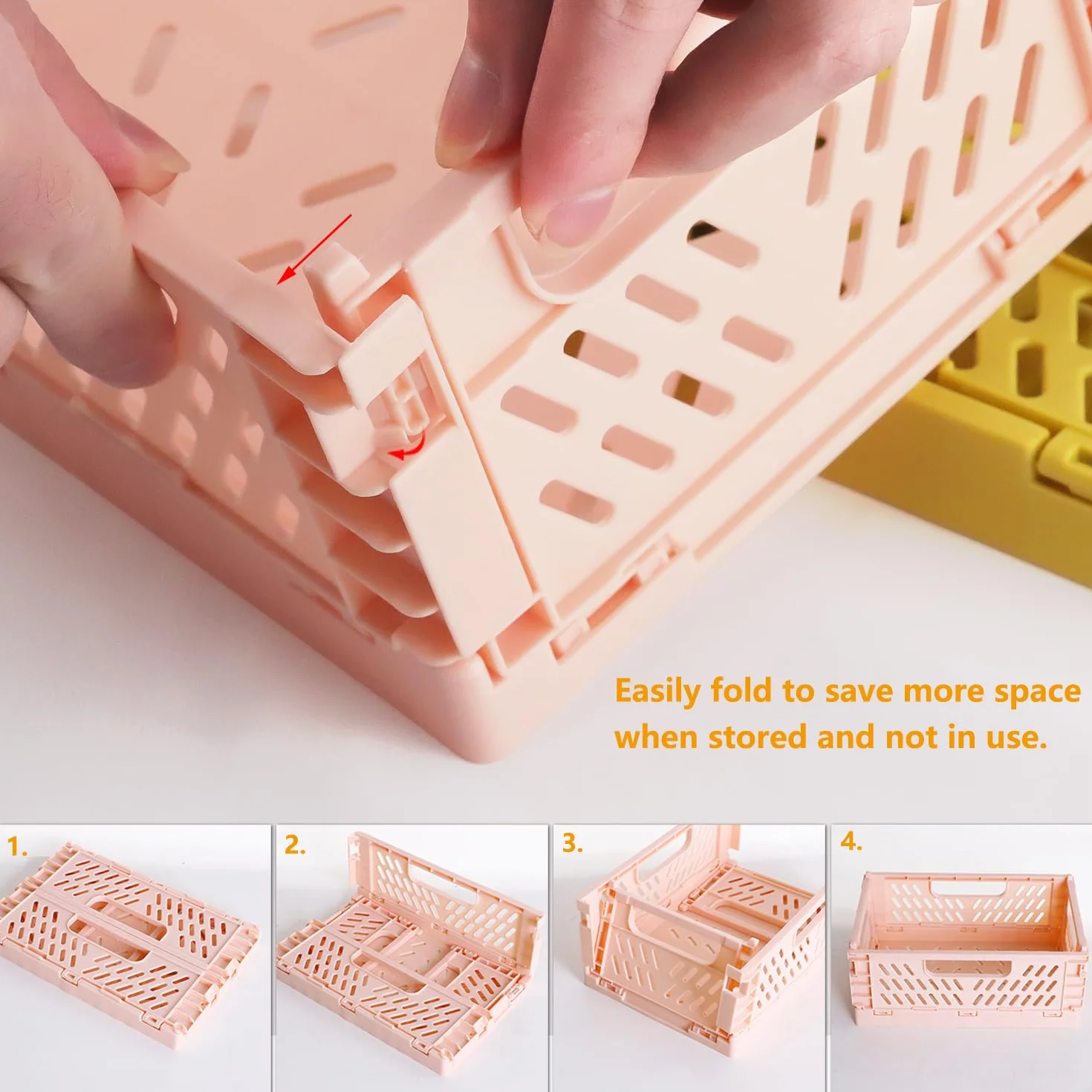 5 PCS Cajas Almacenaje Plastico Plegable, Cajas Plegables Plastico 20x15x9cm, Mini Cestas Plegables 15x10x5,7cm, Portátiles Cajas Plegables Camping, Caja Plegable Colores