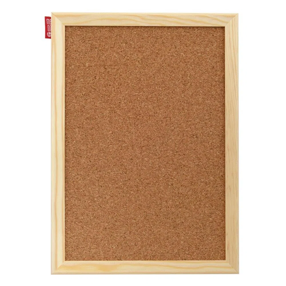 Memobe Tablón de Anuncios de Corcho 30 x 21 cm - Marco de Madera - Placa para Colgar Fotos, Notas - Superficie Natural - Pared de Corcho