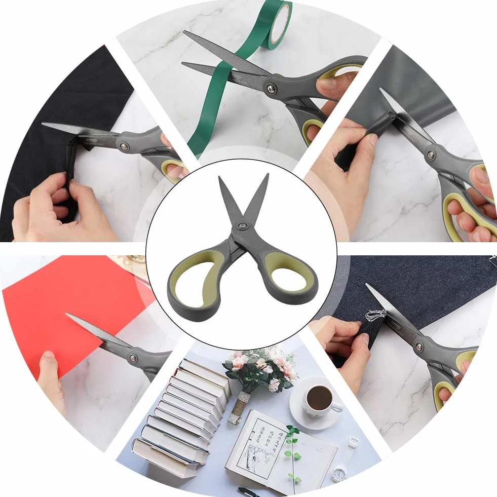 LIVINGO Paquete de 2 tijeras antiadherentes de titanio de 8 pulgadas, agarre cómodo profesional, multiusos, tijeras rectas para manualidades, cinta, papel, cartón
