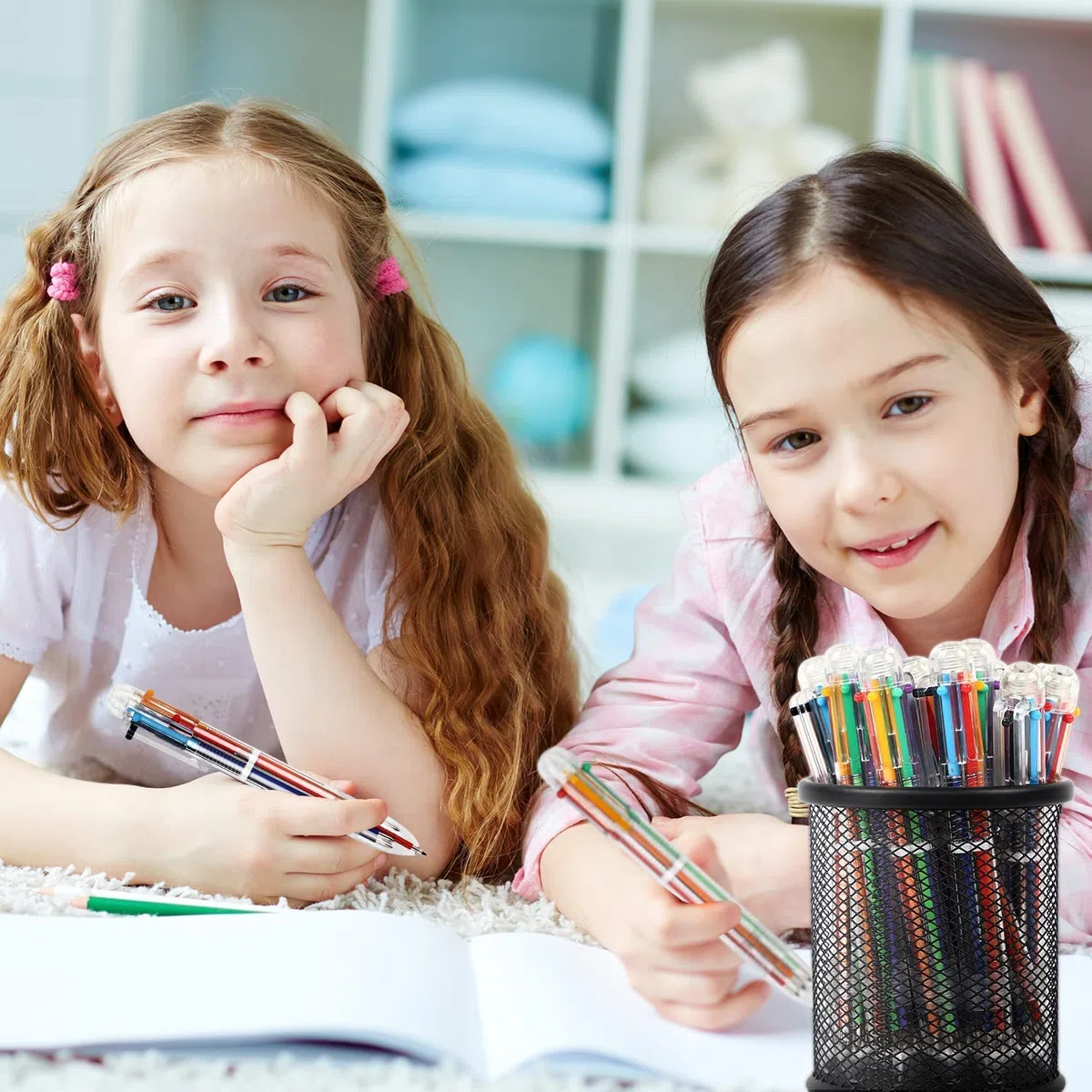 KAHEIGN 30 Piezas Pluma Lanzadera, 6 en 1 Bolígrafo Multicolor 0,5mm Bolígrafo Barril Transparente 14CM Bolígrafos Retráctiles para Escuela de Oficina Estudiantes Niños Regalo