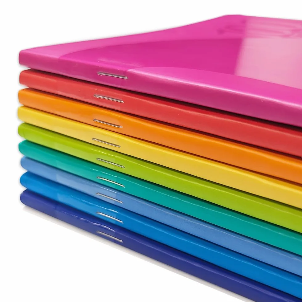 BM BeMore Centus 0101036 – Cuaderno A4 – Rayado 10 mm – Cuadrícula 1 cm – Papel 100 g/m² – 9 colores surtidos – Paquete de 12 cuadernos
