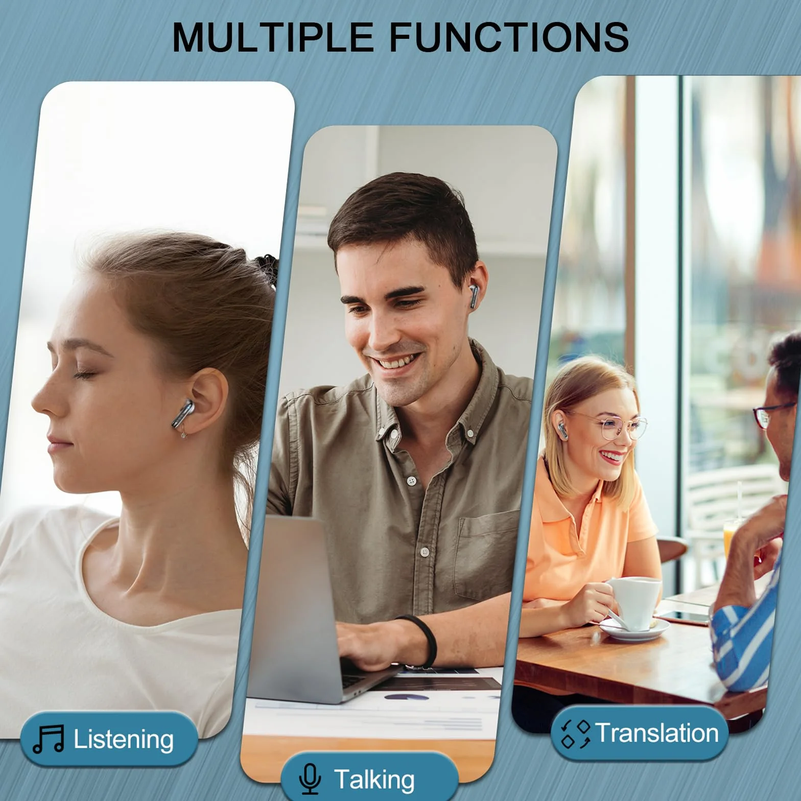 2026 AI Auriculares Traductores de Idiomas, 7 Modos Auriculares Traductor en Tiempo Real con 164 Idiomas, 49H Cascos Inalambricos Bluetooth 5.4 In Ear para Viajes Negocios y Aprendizaje, Negro