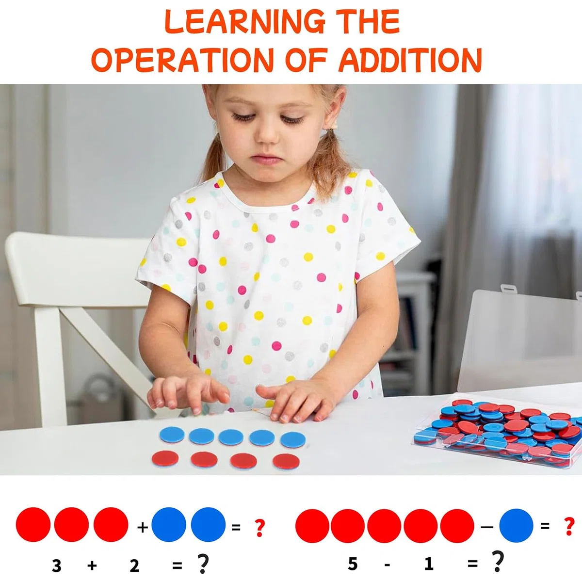 100 placas reversibles de color rojo y azul, con cajas de plástico, ayuda de cálculo de 1 clase, ayuda para matemáticas, fichas reversibles para manos de niños, escuela primaria, tareas de cálculo