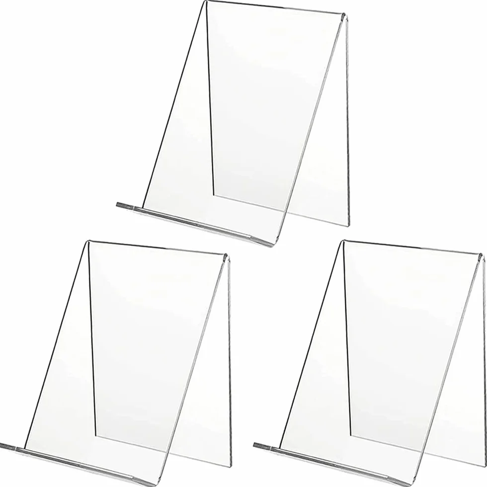 Soportes de Acrílico para Libros, 3 Piezas Soporte de Libro, Atril Libros, Atril Plastico, Transparente Plastico Soporte para Cartel Teléfonos, Letreros, Folletos, Carteles Menús, Revistas Folletos