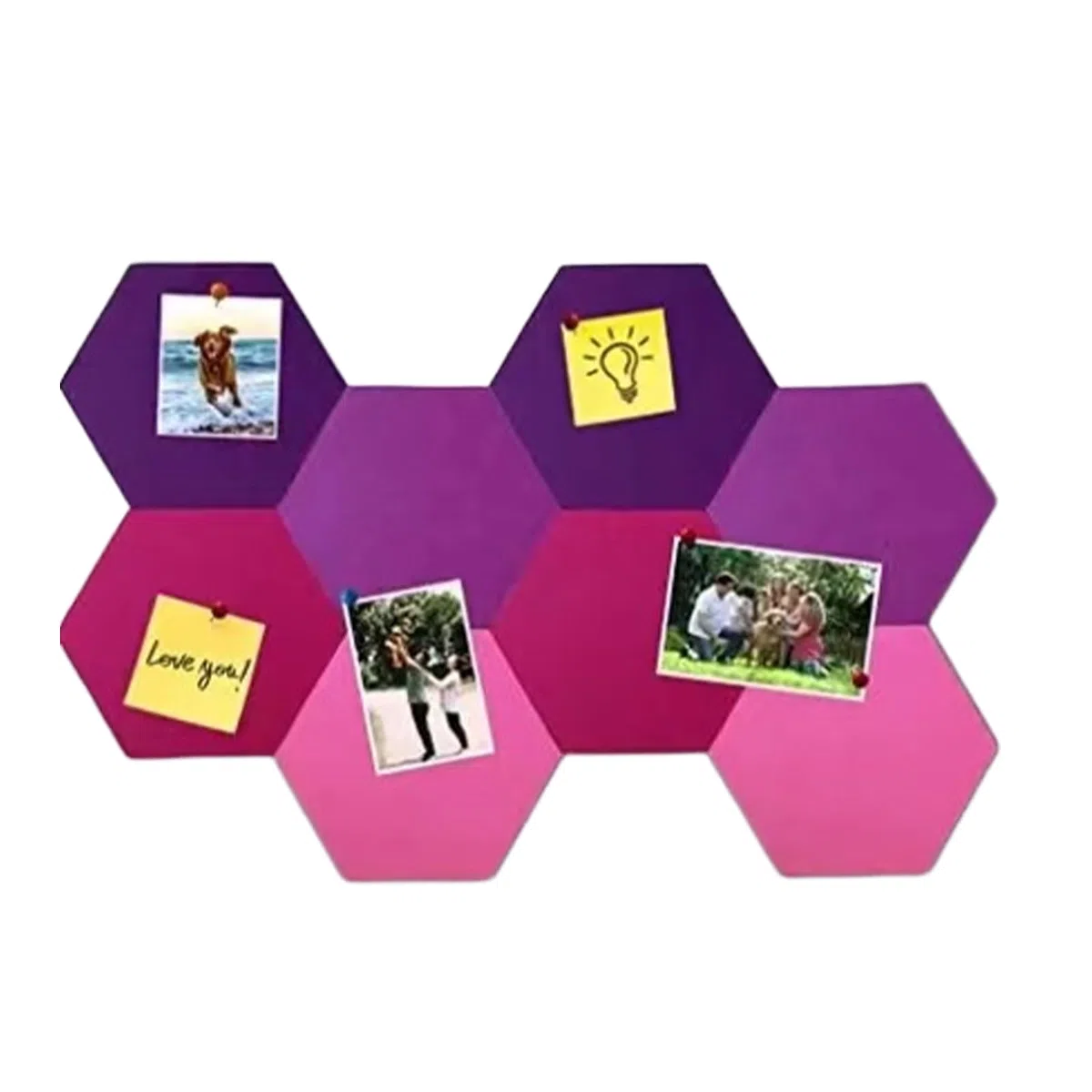 8 tablones de anuncios hexagonales de fieltro, 25 x 21 x 0,6 cm, hexagonales, autoadhesivos, tablones de anuncios, tablones de anuncios, tablones de anuncios, decoración de pared, pizarras de fieltro