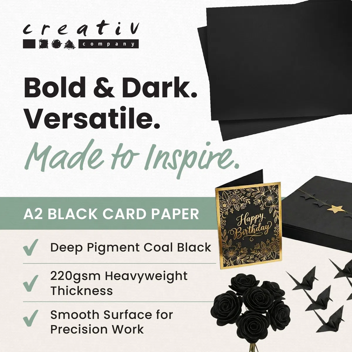 Creativ 21527 - Cartulina de colores (A2, 420 x 600 mm, 180 g), color negro